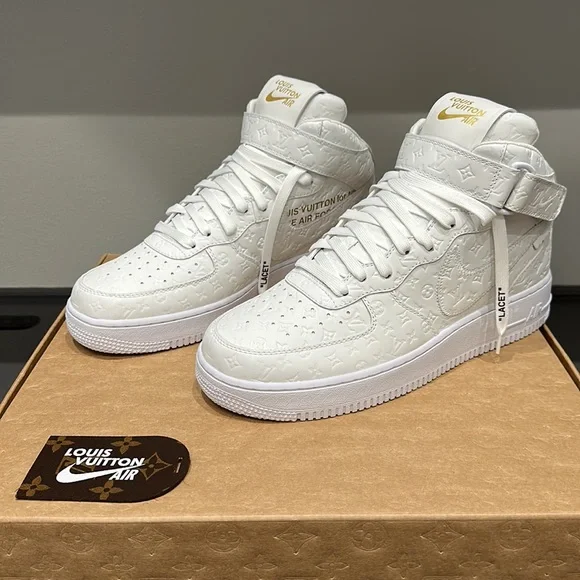 Louis Vuitton X Nike X Virgil Abloh Off-White Air Force One High White - 9 1/2 - Picture 5 of 12